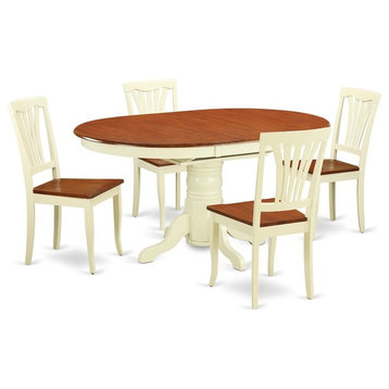 5-Piece Dinette Table With Leaf And 4 Wood Seat Chairs