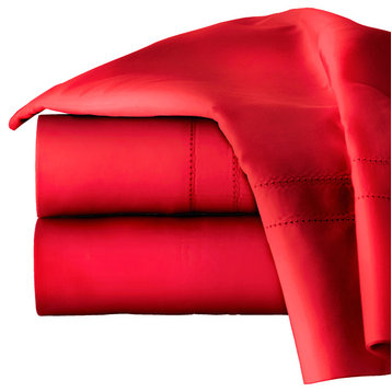 Pointehaven Long Staple Cotton Pillow Cases, Set Of 2, True Red, Standard