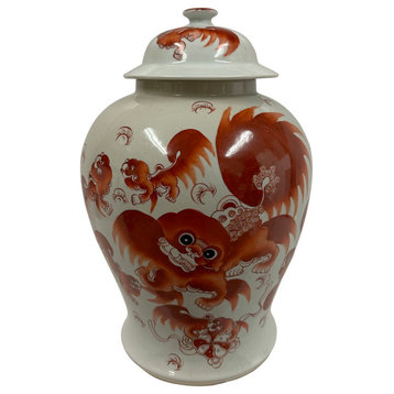 Consigned Early 20th Century Chinese Hand Painted FooDog Ginger Jar