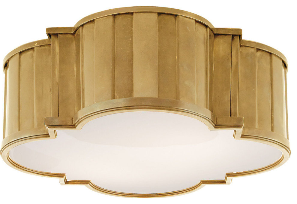 Tilden Flush Mount, 4-Light, Hand-Rubbed Antique Brass, White Glass, 17 ...