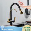 Antique Gold/Black/Chrome Touch Sensor Kitchen Faucet Mixer Tap with Swivel, Black Gold