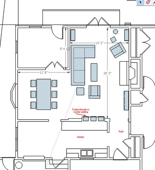 L Shaped Living Room And Dining Room Furniture Layout