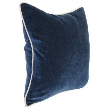 Kosas Home Harriet Velvet 18-inch Square Pillow, Navy