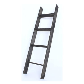 BarnwoodUSA Rustic 4 Foot Decorative Ladder - 100% Reclaimed Wood, Black