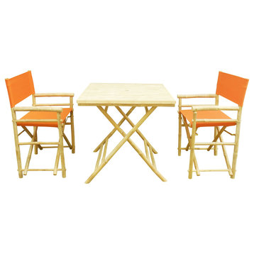 Square Table Set With 2 Director Canvas Chairs, Pottery
