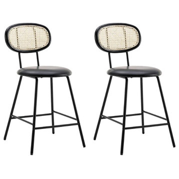 Indoor Faux Leather Bar Stools Set of 2