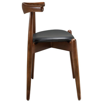 Modern Contemporary Kitchen Wood Dining Side Chair Walnut Black