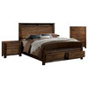 Pemberly Row 3pc Wood Queen Bedroom Set - Queen + Nightstand + Chest in Oak