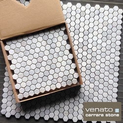 Carrara Venato 1" Hexagon Honed Marble Mosaic Tile - Mosaic Tile