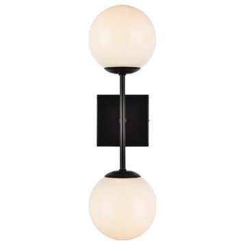 Noah 2-Light Black and White Glass Wall Sconce