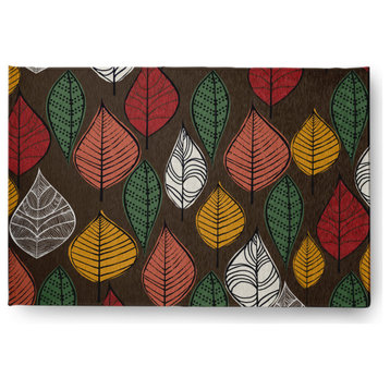 Autumn Leaves  Design Chenille Area Rug, Brown, 2'x3'