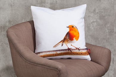 Red Robin Print Cushion Covers