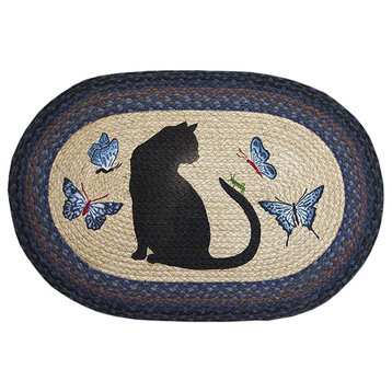 Cat and Grasshopper Oval Patch Rug