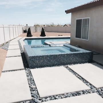 New pool & spa in DHS with custom concrete & mosaic glass tile