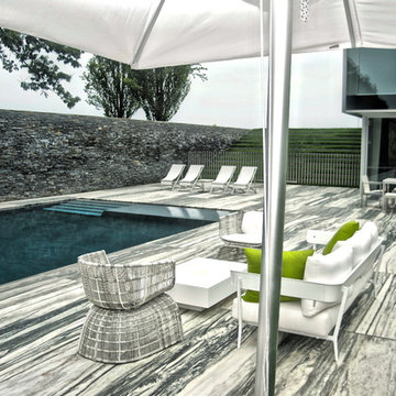 perimeter overflow pool + marble decking