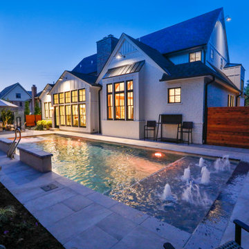 Lemont, IL Rectilinear Pool with Interior Hot Tub