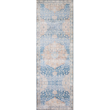 Blue Tangerine Printed Polyester Layla Area Rug by Loloi II, 2'-0"x5'-0"