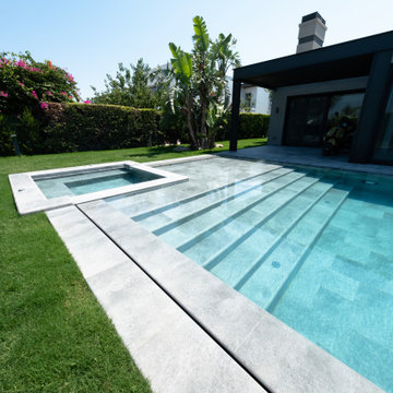 Antique Grey Porcelain Pool Tiles -Cesme,İzmir Villa
