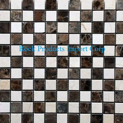 CHC-381 CHECKER EMPERADOR DARK AND CREMA MARFIL 1X1 - Mosaic Tile
