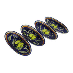 Le Souk Ceramique - Small Stoneware Oval Platters, Set of 4, Citronique Design - Serving And Salad Bowls