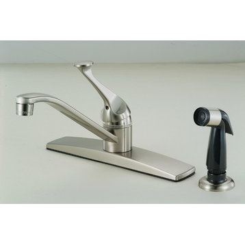 Hardware House Single Handle Kitchen Faucet with Spray, Satin Nickel
