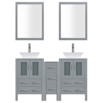 72" Modern Bathroom Vanity Set, Mirror and Sink LV2-C14-72-G, Gray