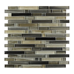 GBM Manufacturing - Handicraft II 12"x12" Glass Linear Mosaic Tile,Black Sea - Mosaic Tile