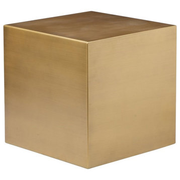 American Home Classic Spencer Small Square Metal Side Table in Brushed Brass