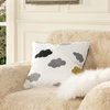 La Broderie 20" Square Embroidered Throw Pillow & Feather Down Insert, Cumulus Cream White