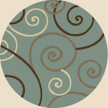 Concord Global Chester 9776 Scroll Rug 5'3" Round Blue Rug