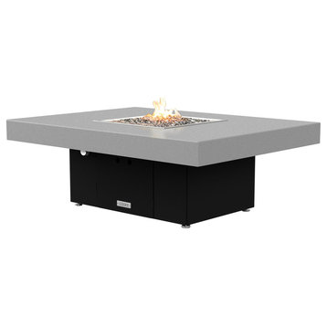 Rectangular Fire Pit Table, 48x36, Propane, Hilltop Gray, Black
