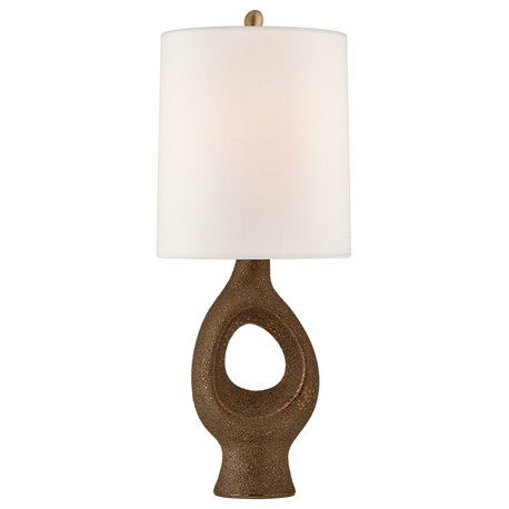 Capra Medium Table Lamp in Chalk Burnt Gold with Linen Shade