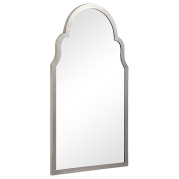 Sleek Elongated Quatrefoil Frame Mirror, Silver
