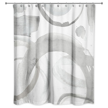 Light Gray Abstract Circles 71x74 Shower Curtain