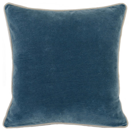 Kosas Home Harriet Velvet 18-inch Square Throw Pillow, Blue