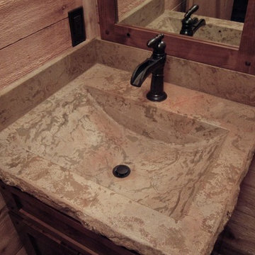 Concrete Double Vanitiy with Integrated 'Barrel' Sinks