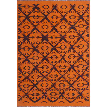 Elan Overdyed Kilim Asbagh Orange Rug, 4'10x6'9