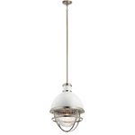 Kichler - Pendant 1-Light - Fresh and stylish, the TollisTM 1-light foyer pendant is designed with a high gloss white dome, Clear Ribbed glass, and a Brushed Nickel finish to help set the tone for a relaxing atmosphere. in.,