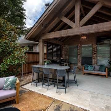 Custom Roof Extension Patio Cover with Poolside Bar & Grill