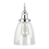 Fiorentino Industrial Pendant Lamp, Glass Shade, Polished Chrome, Fixture Only
