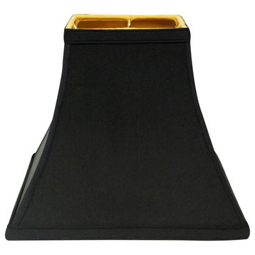 12" Black with Gold Lining Square Bell Shantung Lampshade