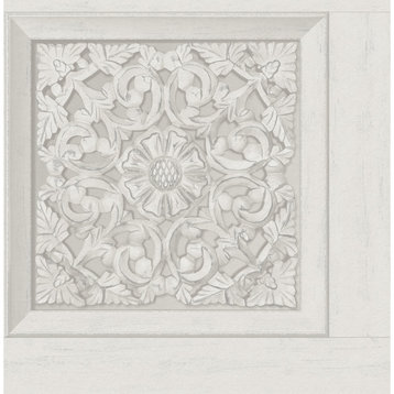 Albie Dove Carved Panel Wallpaper Sample