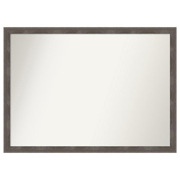 Pinstripe Lead Grey Non-Beveled Wood Bathroom Mirror 40.5x29.5"