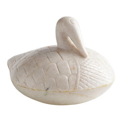 FLOATING MARBLE DUCK &ndash; LARGE - Decorative Objects And Figurines