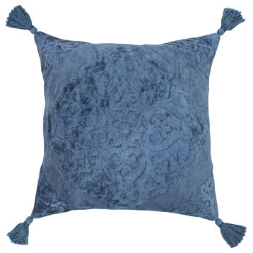 Ox Bay Blue Medallion Cotton Blend Pillow Cover, 20"x20"