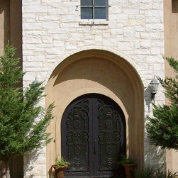 Trinity Round Top Wrought Iron  Double Door - Front Doors