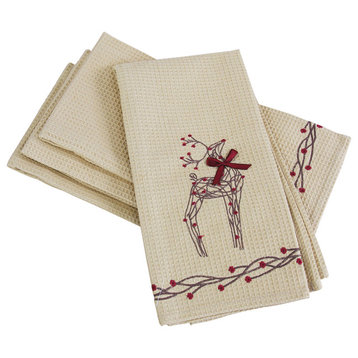 Rustic Reindeer Christmas Tea Towels, 16"x22", Set of 4
