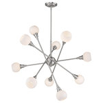 Z-LITE - Z-LITE 616-10C-BN Tian 10 Light Pendant - Z-LITE 616-10C-BN 10 Light Pendant, Brushed NickelBold modern lines paired with soft and elegant detailing define the unique Tian collection. The Brushed Nickel finish paired with Matte Opal globe shades contemporize the Tian Collection.Collection: TianFrame Finish: Brushed NickelFrame Material: SteelShade Finish/Color: Matte OpalShade Material: GlassDimension(in): 39.25(L) x 39.25(W) x 39(H)Chain Length(in): 3x12" + 1x6" + 1x3" RodsCord/Wire Length(in): 110"Bulb: (10)75W G9 base,Dimmable(Included)UL Classification/Application: CUL/cETLu/Dry