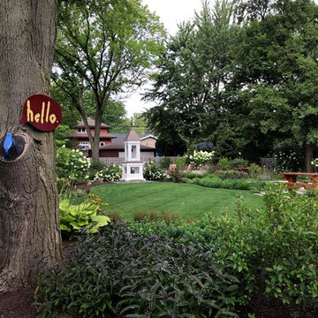 Mixed Perennial Bed with "Hello" Thought Bubble Art
