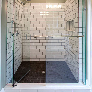 Serene Master Bath with Free Standing Tub, Tiled Shower and Linen Closet